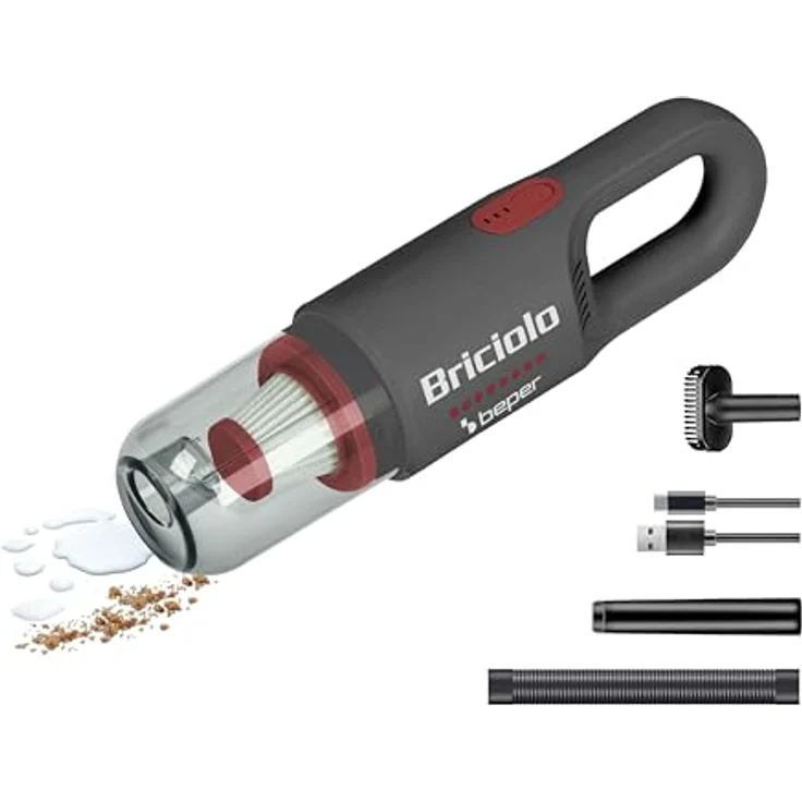 BEPER P202ASP401 Wiederaufladbarer Scheuersauger, 55 W, Kabellos, HEPA-Filter, Rot/Grau – Bild 1