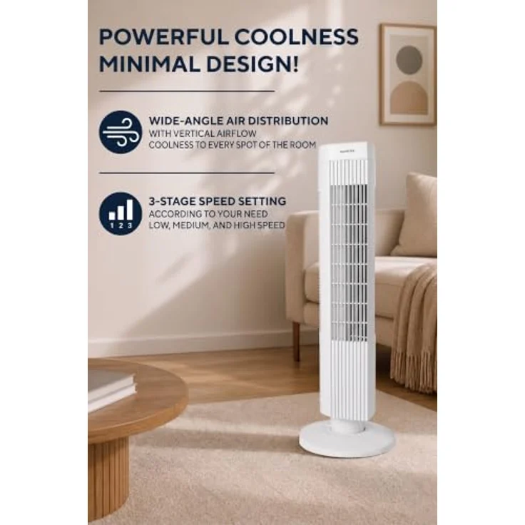 KUMTEL KTF-258W Standventilator, 70 cm Durchmesser, 60° Oszillation, 3 Geschwindigkeitsstufen, 2-Stunden-Timer, maximale Höhe 71 cm, weiß – Bild 16