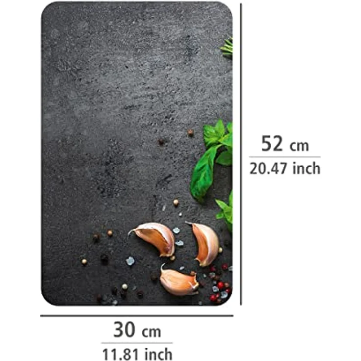 WENKO Herdabdeckplatte Universal Kräuter, 2er Set Herdabdeckung für alle Herdarten aus gehärtetem Glas, Herdabdeckplatten auch als Schneidebrett nutzbar, hygienisch, kratz- und schlagfest, 30 x 52 cm – Bild 4
