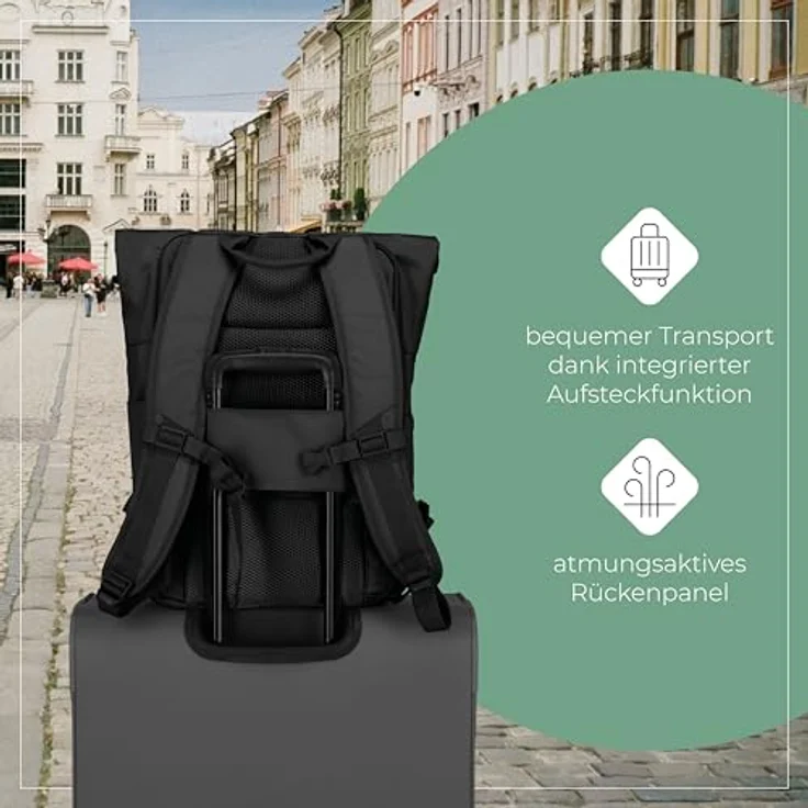 travelite BASICS Rollup Rucksack, Freizeit- und Arbeitsrucksack mit Laptopfach 15,6 Zoll, atmungsaktive Rückwand, in mehreren Trendfarben erhältlich – Bild 7