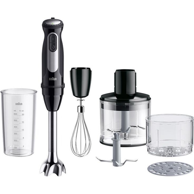 Braun MultiQuick 5 Pro MQ 55254 M, 1000 Watt Stabmixer mit 500 ml größenverstellbarem Zerkleinerer, Hackmesser/Eiscrush-Messer, Schneebesen und 0,6 l Mix- und Messbecher