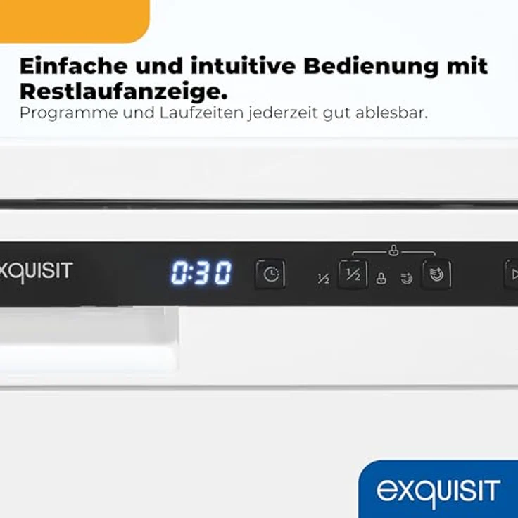 Exquisit PLUS GSP56312-030E, Geschirrspüler 60 cm, 12 Maßgedecke, Unterbaufähig, Startzeitvorwahl, 11 Liter, weiss – Bild 5