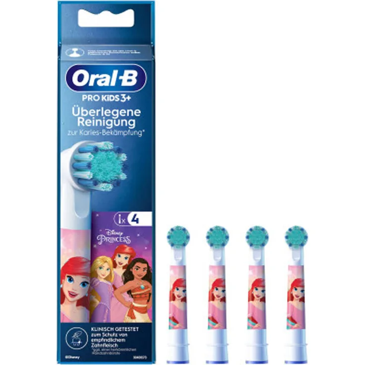 Braun Oral-B AUFSTECKBÜRSTEN 4ER (KIDS CARS/PRINCESS) für Kinder ab 3 Jahren, extra weiche Borsten, zufällige Motivauswahl