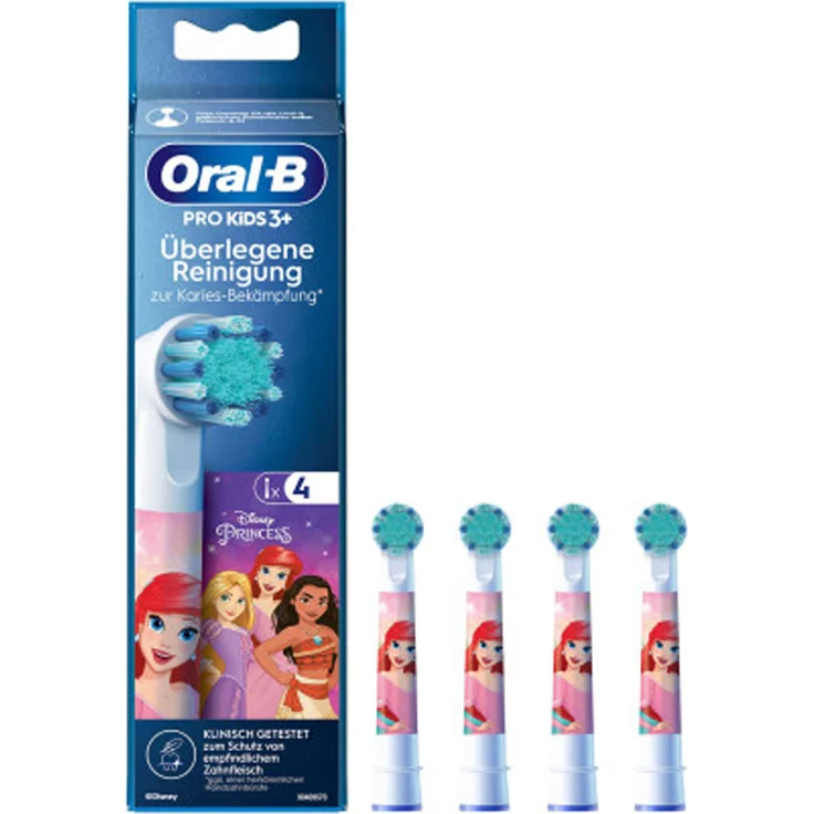 Braun Oral-B AUFSTECKBÜRSTEN 4ER (KIDS CARS/PRINCESS) für Kinder ab 3 Jahren, extra weiche Borsten, zufällige Motivauswahl
