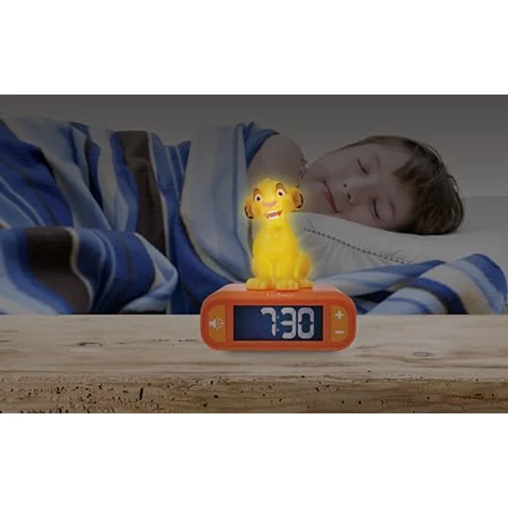 Lexibook Simba Nachtlicht-Wecker, Alarm Clock mit Geräuschen und LCD-Hintergrundbeleuchtung, RL800AN – Bild 4