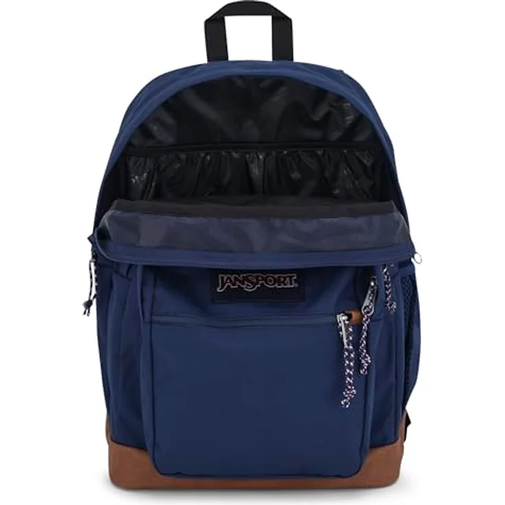 Jansport Cool Student Freizeitrucksack mit 15-Zoll Laptopfach, Kunstlederbesatz, ergonomische Schultergurte, schwarz – Bild 4