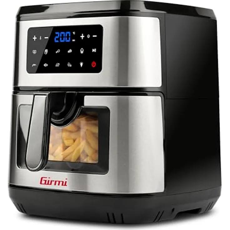 Girmi FG89 "EcoFrit XXL" Luftfritteuse mit Fenster, 9,2 Liter, 2150 W, Timer, Schwarz/Stahl