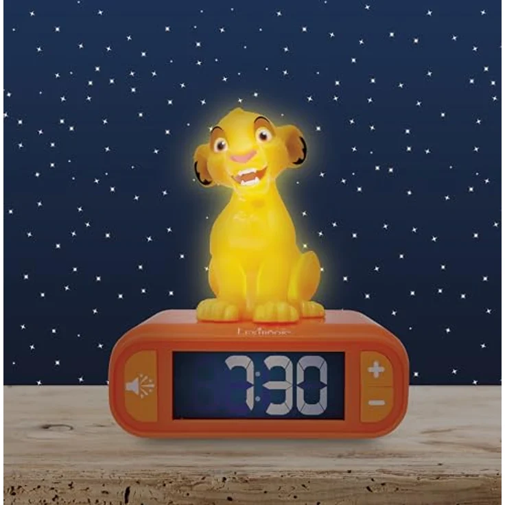 Lexibook Simba Nachtlicht-Wecker, Alarm Clock mit Geräuschen und LCD-Hintergrundbeleuchtung, RL800AN – Bild 2