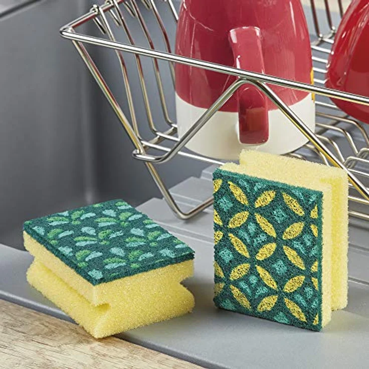 Spontex Reinigungsschwamm Mosaik, Scheuerschwamm mit Anti-Fussel-Technologie und praktischer Griffleiste, 3er Pack – Bild 8