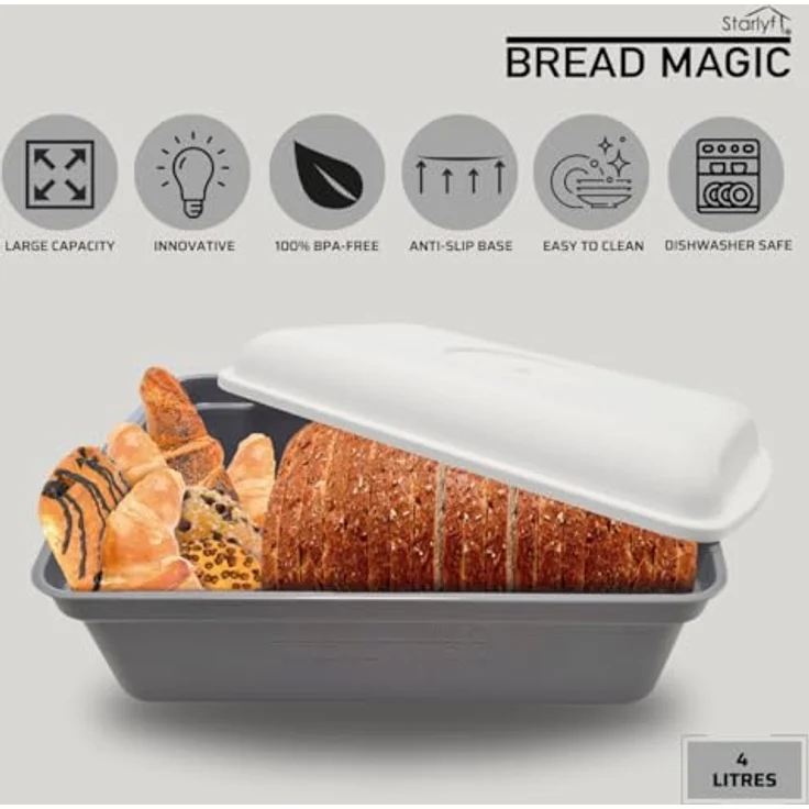 STARLYF Bread Magic Brotkasten mit atmungsaktivem Membran-System, effektive Aufbewahrung, Brotaufbewahrung, Design (32 x 17,5 x 15 cm) – Bild 2