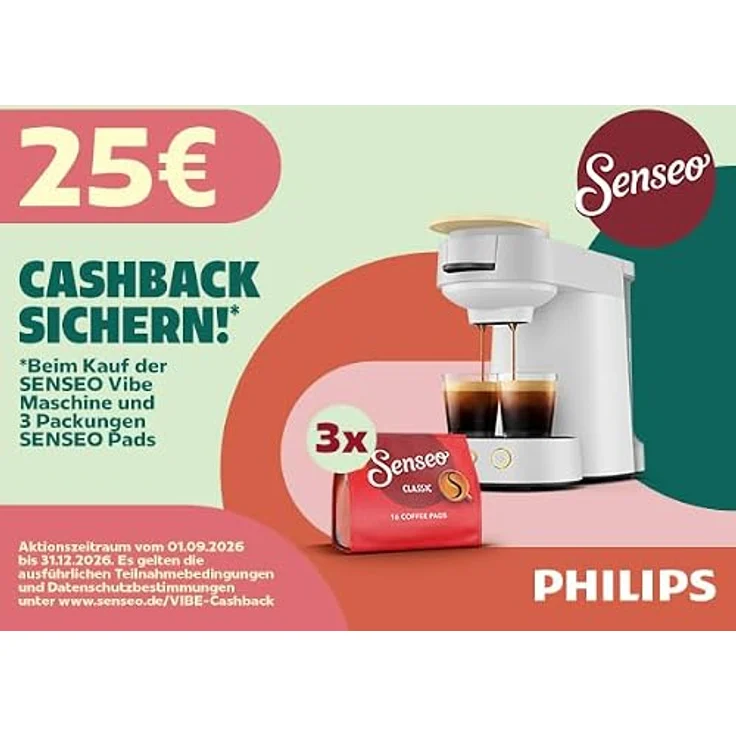 PHILIPS SENSEO® Vibe CSA225/50, Kaffeepadmaschine mit 2-Tassen-Funktion, individueller Kaffeestärke, 0.9L Wassertank, Hellgrau/Hellgelb – Bild 2