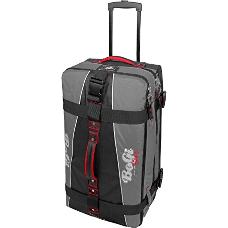 BoGi Bag Durchläufer Koffer, 71 cm, 85 L, Grau/Schwarz, hochwertiger Reisetrolley mit leichtlaufenden Skaterrollen und 2 Packzonen