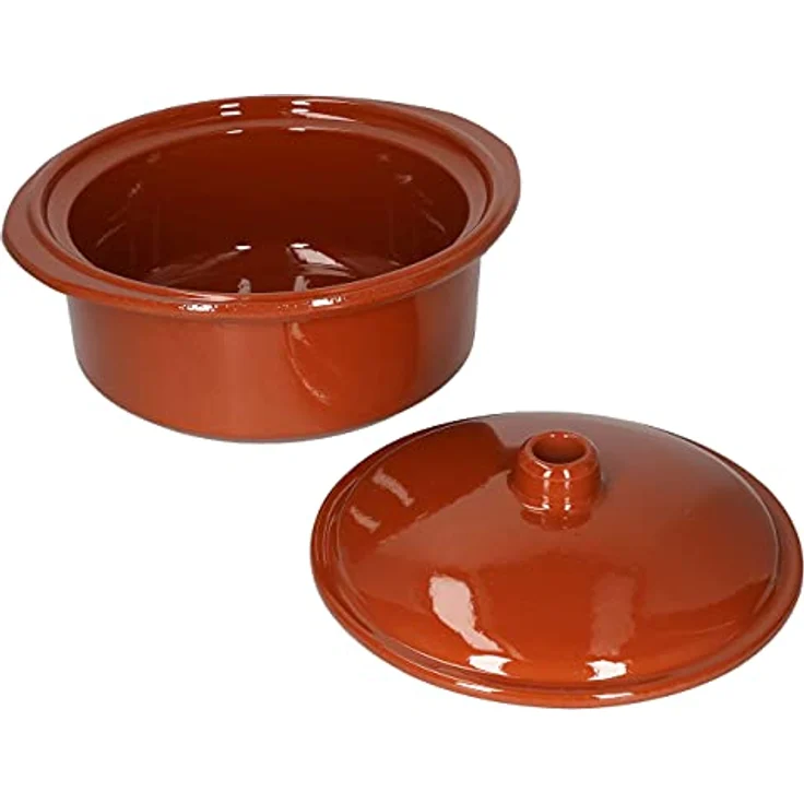 MamboCat 2er Ton Töpfe Set mit Deckel, 1,6 Liter Cocotte Bräter und Grillschalen, keramikbeschichtet, ofenfest und spülmaschinengeeignet, mittelalterliches Geschirr – Bild 5
