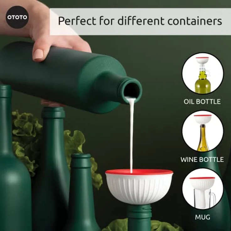 OTOTO Faltbarer Magic Mushroom Trichter - Kleiner Trichter Große Öffnung für Glas/Dose/Flasche zum Umfüllen/Einmachen -Trichter Silikon 5,6x 7x7 cm - 100% Spülmaschinenfest. Küchen Gadgets – Bild 4