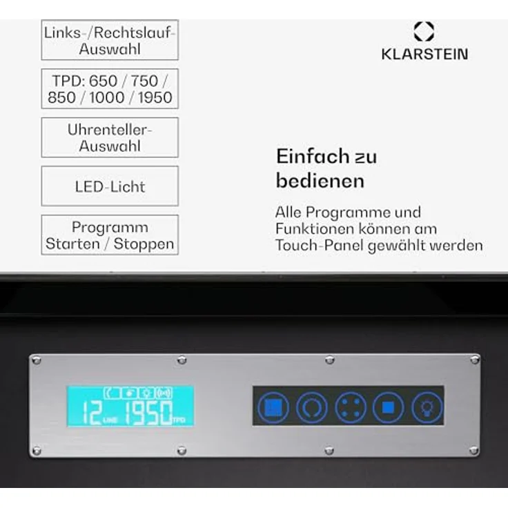 Klarstein Valmont 12+6 Uhrenbeweger, eleganter Uhrenaufbewahrer mit Touch-Panel, abschließbarem Fach für 6 Uhren, anpassbaren Uhrenkissen und LED-Beleuchtung – Bild 5