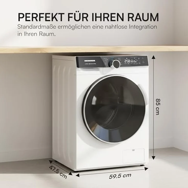 Heinner HWDM-M814IVKA Slim Waschtrockner, 8 kg Waschen / 6 kg Trocknen, 1400 U/min, Inverter, Weiß – Bild 5