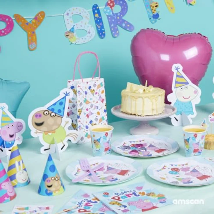 amscan Peppa Pig Partykerzen auf Holzplektren, 7 Stück, 4 x 2,5 cm, offiziell lizenziert – Bild 3