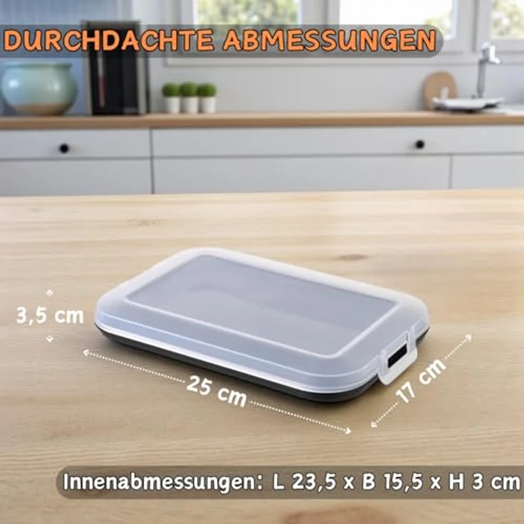 Engelland Frischhaltedose Aufschnittdosen für den Kühlschrank, Aufschnittboxen, PP-Kunststoff, BPA-frei, (Vorteils-Set, 3-tlg, mit transparentem Deckel), stapelbar, platzsparend, Ordnung im Kühlschrank, Organizer, Stapelbox – Bild 2