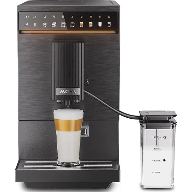 Mova Virtuoso 10 Pro, Kaffeevollautomat mit integriertem Milchsystem, 19 Bar Pumpendruck, schwarz