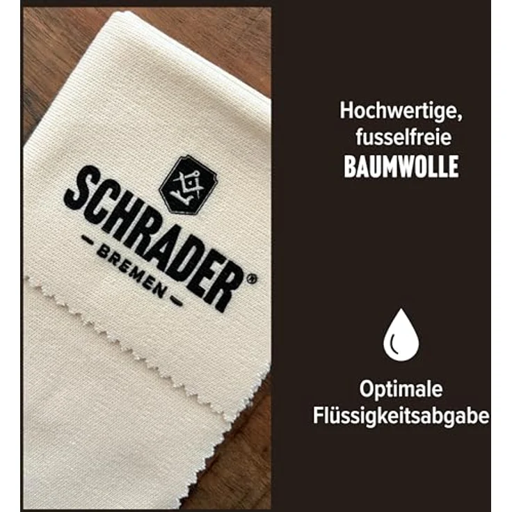 Schrader Premium Baumwolltuch - Poliertuch für alle Oberflächen, Möbel, Kleidung, Leder, Holz - cremefarben - 25x33cm - 3 Stück – Bild 3