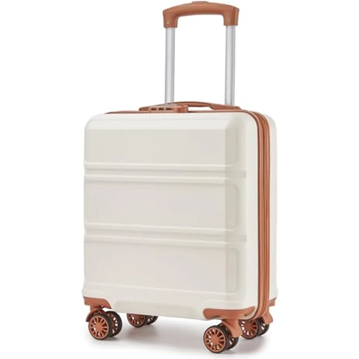 KONO Handgepäck Hartschalenkoffer 45x36x20 cm mit 4 Rollen, Zahlenschloss und kratzfester Oberfläche, Creme Weiß – Bild 1