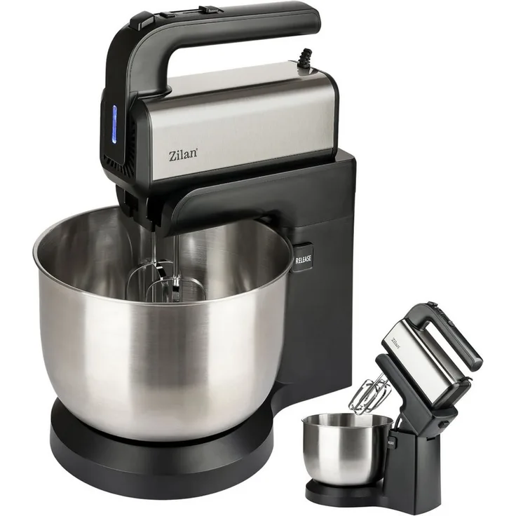 Zilan Handmixer ZLN-2952, 500 W mit 3,5-Liter Schüssel, Edelstahl- und ABS-Gehäuse, 5 Geschwindigkeitsstufen, Turbo-Funktion