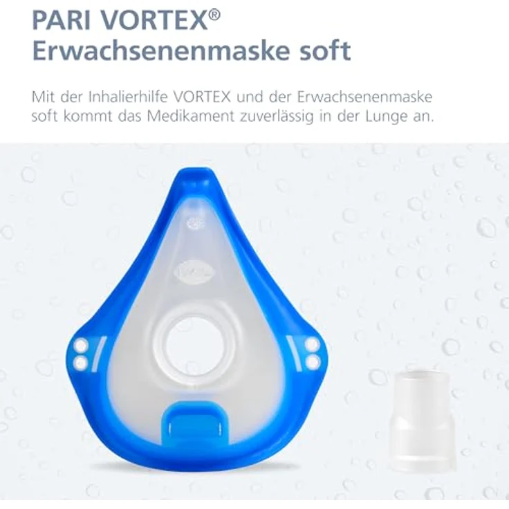 PARI VORTEX Erwachsenenmaske soft mit Maskenanschluss– Inhalierhilfe Zubehör zur Inhalation in Kombination mit Medikamentensprays – 1 Stk. – Bild 4