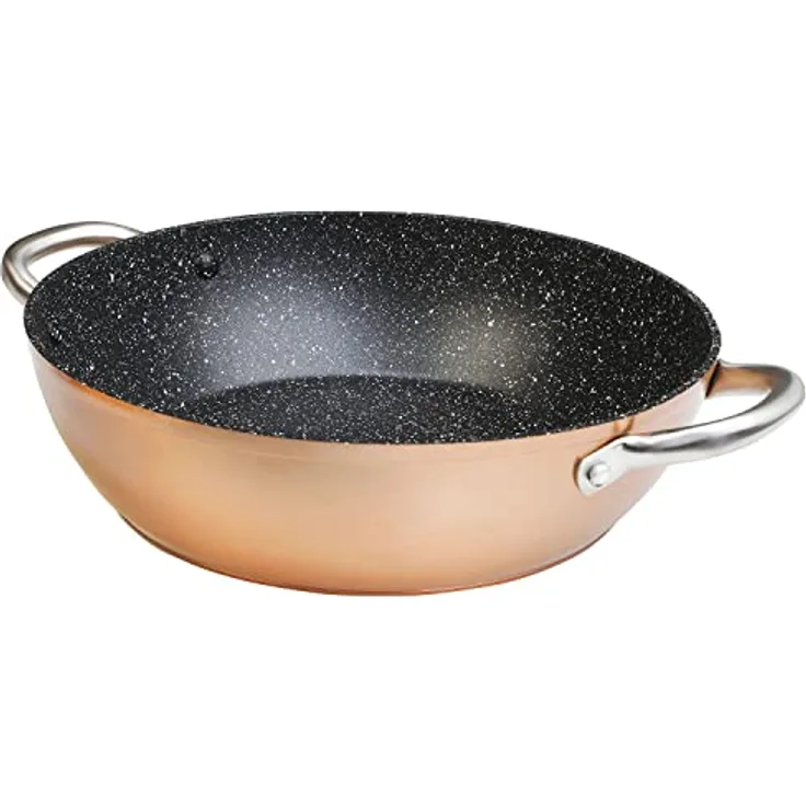 WECOOK! Professional Niedrige Induktion 28 cm, antihaftbeschichtet, PFOA-frei, geschmiedetes Aluminium, Kupferfarbe, 2,8 mm dick, Griffe aus Edelstahl, Glaskeramik, Gas, Ofen