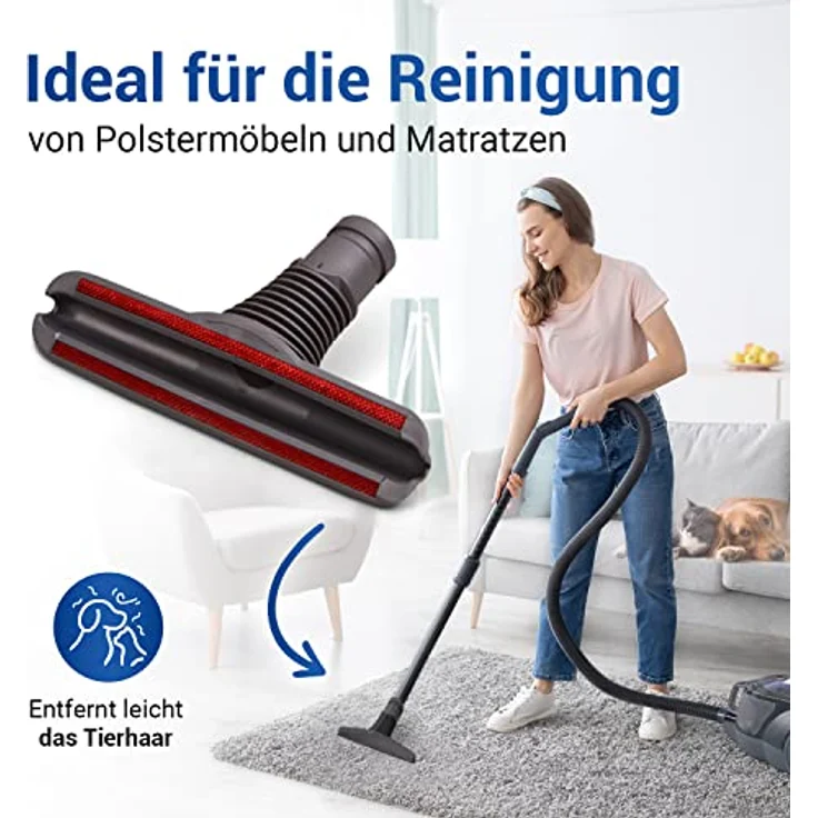 VIOKS Polsterbürste Düse Ø 28 mm Ersatz für Dyson Aufsatz 911869-01 91186901 Tierhaar Bürste Staubsauger Aufsatz für Dyson Staubsauger DC05 DC08, Effektive Tierhaarbürste in Blau – Bild 3