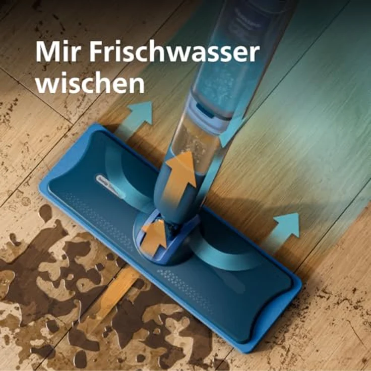 Philips OneUp 5000 Serie Elektrischer Wischmopp - 2X sauberere Böden², 2X schnelleres Wischen, Zwei Feuchtigkeitseinstellungen für Harte & empfindliche Böden, Kabellos mit 360° Drehgelenk (XV5113/01) – Bild 2