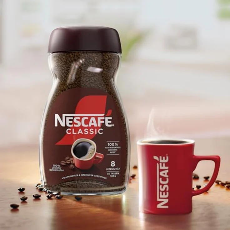 Nescafé Classic 100% löslicher Bohnenkaffee, 100g Glas (für ca. 40 Becher) – Bild 6