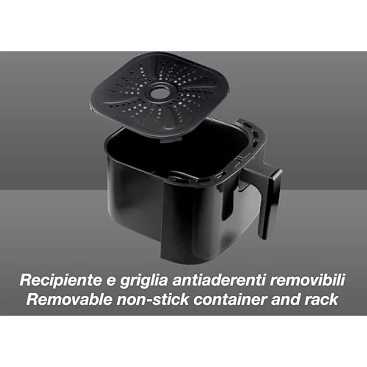 BEPER P101FRI051 Heißluftfritteuse, Frittieren ohne Öl, 5 l, Touchpad, 8 Programme, dimmbar bis 200 °C, Timer 60 Minuten, automatische Abschaltung, Schwarz – Bild 5