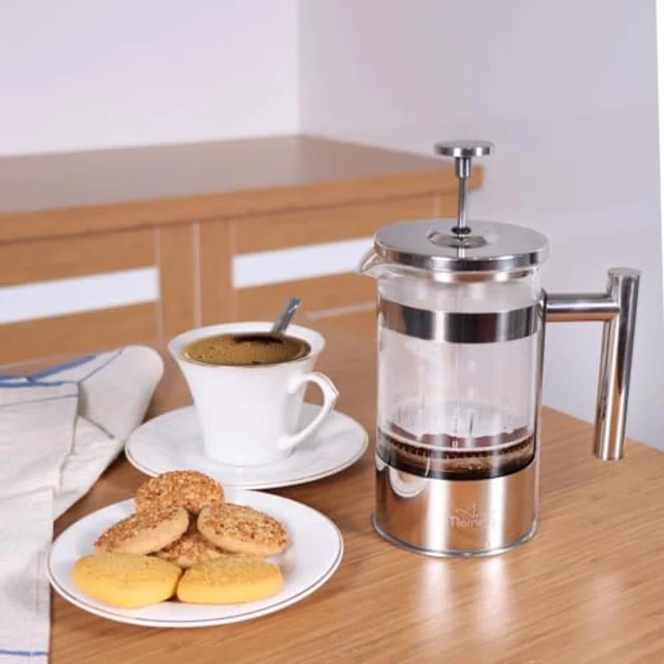 Any Morning French Press Kaffeebereiter, Edelstahl-Kaffeekanne mit Borosilikatglas, 600 ml, für frischen Filterkaffee und Cold Brew, Silber – Bild 3