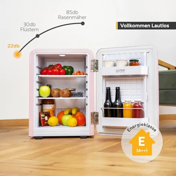 TZS FIRST AUSTRIA Minikühlschrank FA-5172-3-PI, 40L, lautlos, mit LED-Beleuchtung, rosa – Bild 3