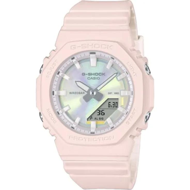 Casio G-Shock Damenuhr Ana-Digi, hellrosé, mit Alarm, Stoppuhr, Countdown und leuchtender Anzeige, GMA-P2100PC-4AER