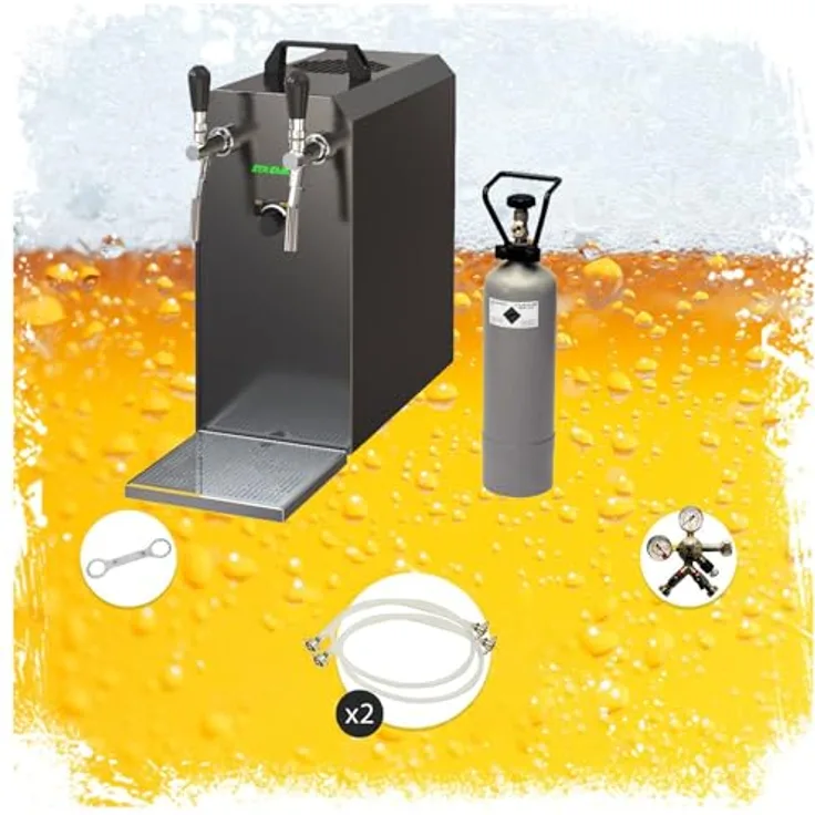 Komplett Set - Zapfanlage - Kontakt 40 2-leitig Trockenkühler, Durchlaufkühler 50 Liter-h, Green Line Kombi, KeyKeg