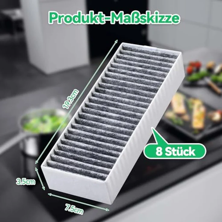 ZQZiQi 8 Stück Aktivkohlefilter für Dunstabzugshauben, hohe Filtrationsleistung, passend für Siemens, Bosch, Neff, Gaggenau, Constructa – Bild 2