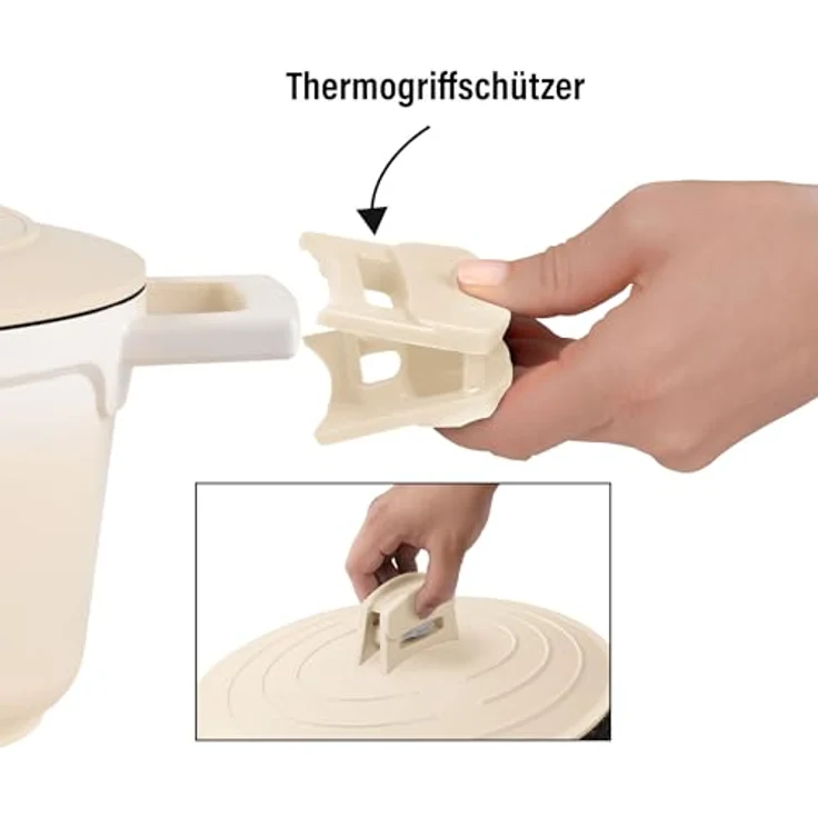 STONELINE Cocotte Bräter mit Deckel Induktion 32 cm, 6,6 L, Aluguss Topf mit echten Steinpartikeln, Backofengeeignet, Creme – Bild 5