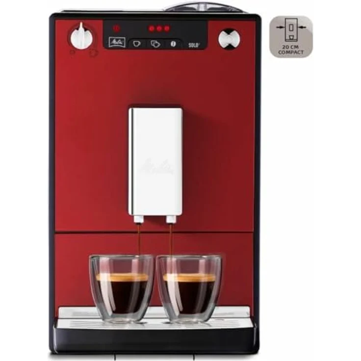 Melitta Caffeo Solo E950-104 Schlanker Kaffeevollautomat mit Vorbrühfunktion und integriertem Mahlwerk | 15 Bar | LED-Display | höhenverstellbarer Kaffeeauslauf | Herausnehmbare Brühgruppe | Rot – Bild 3