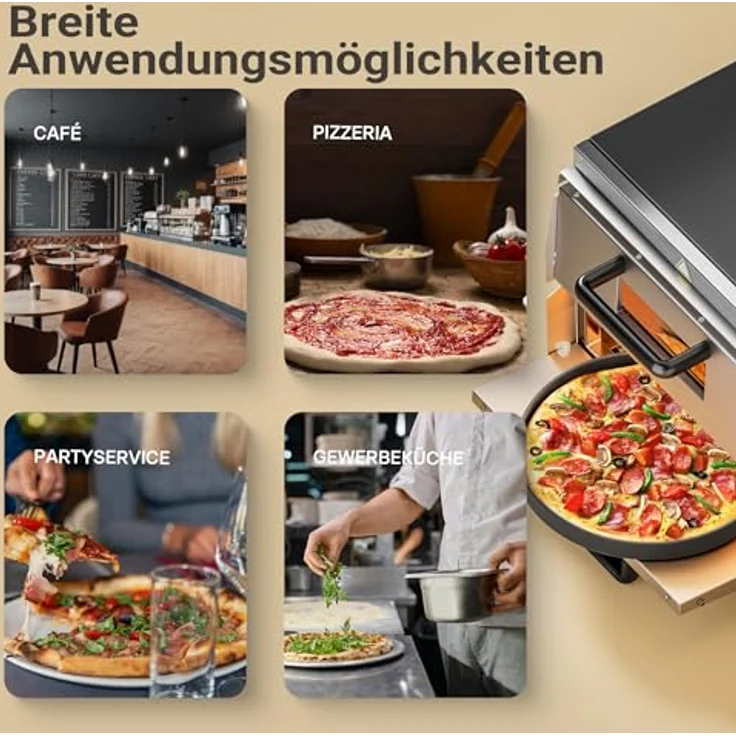 Wiltec 2-Etagen Pizza-Backofen 3000W mit Cordierit Stein für authentisch knusprige Pizzen, Edelstahl Design – Bild 3