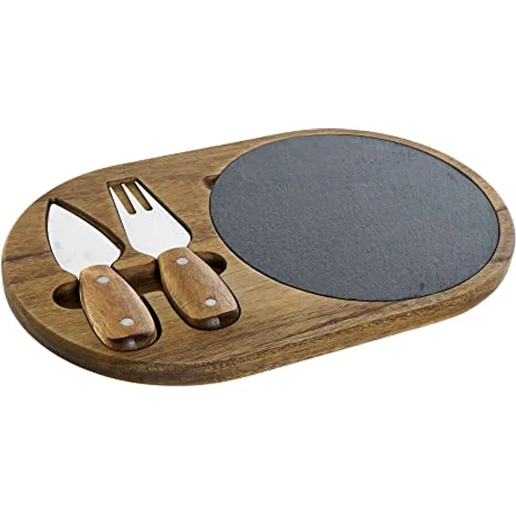 DKD Home Decor Schneidebrett Edelstahl Acacia Tafel (32 x 20 x 1,5 cm) (4 x 15 x 1,5 cm) (3 Stück) (Referenz: S3025672)