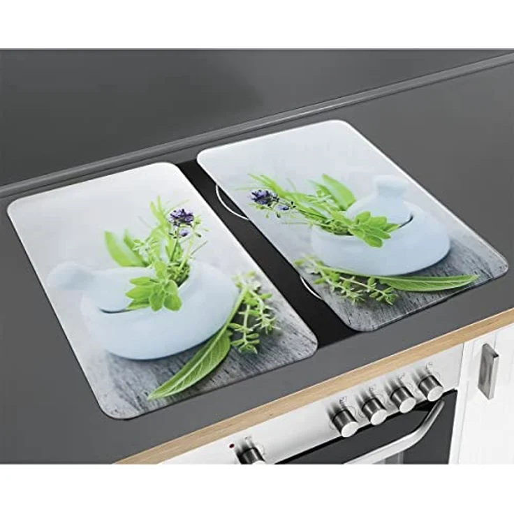 Wenko Herdabdeckplatte Universal Kräutergarten, 2er Set, für alle Herdarten, Gehärtetes Glas, 30 x 52 cm, mehrfarbig – Bild 6