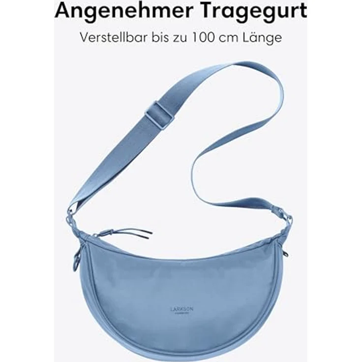 LARKSON Solveig Small Crossbody Bag, wasserabweisende Umhängetasche im Halbmond Design für Damen und Herren, blau – Bild 4
