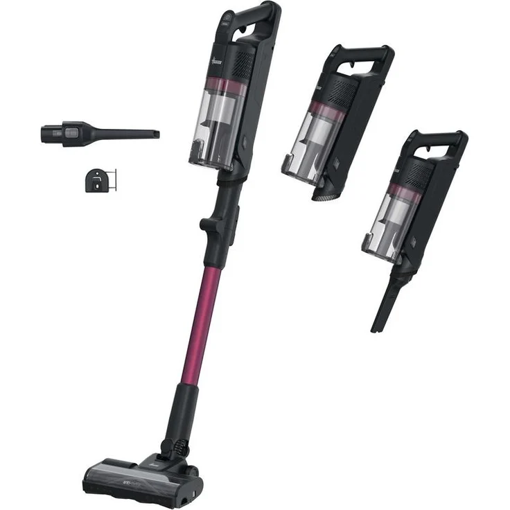 Hoover HF1M10HX 011, 2-in-1-Stabstaubsauger, Beutellos, Magenta und Schwarz, mit LED-Beleuchtung und 50 Minuten Akkulaufzeit