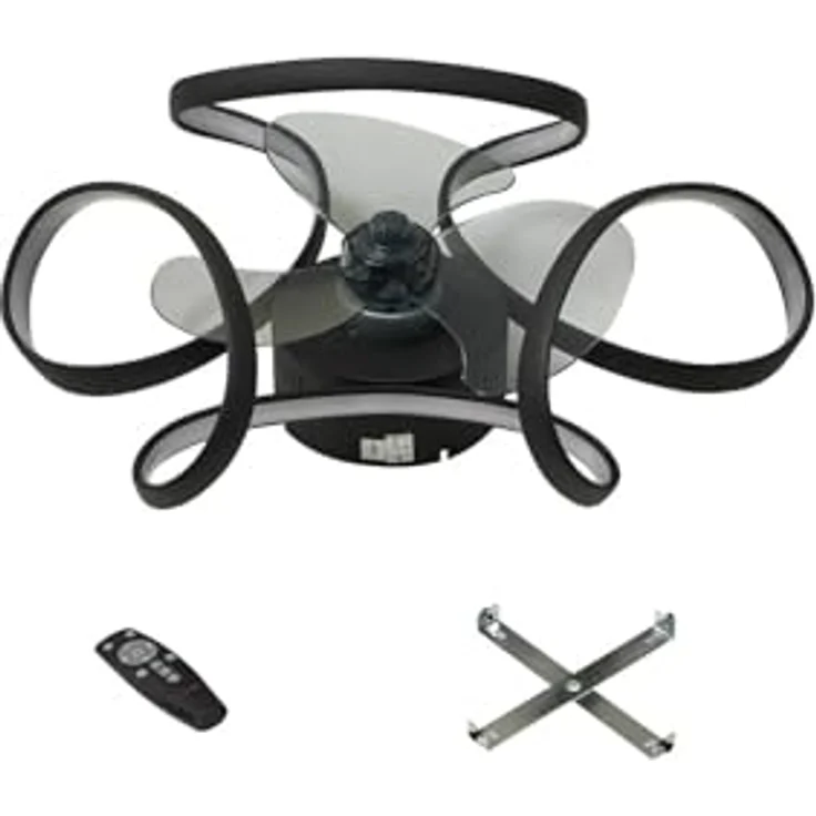 Lindby LED-Deckenventilator Lomata, schwarz, dimmbar, steuerbare Lichtfarbe, leise, Ø 23 cm – Bild 7