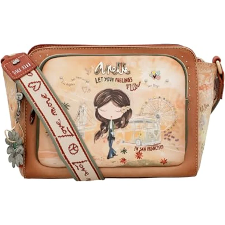 Anekke Peace & Love Umhängetasche, mehrfarbig, 28 cm x 10.5 cm x 19 cm, 100% Polyester – Bild 3
