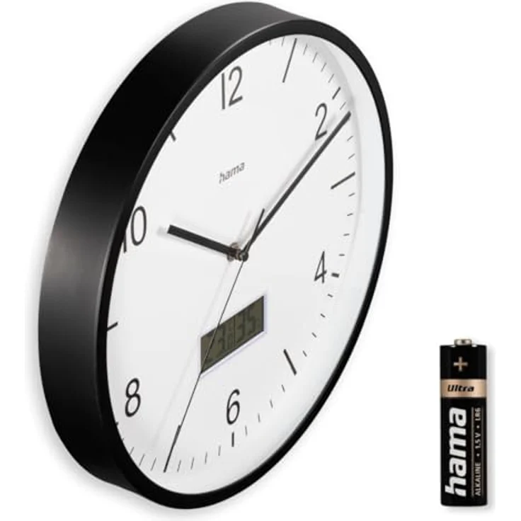 Hama Funkwanduhr "Lanzarote", DCF-Funkuhr mit Hygrometer und Thermometer, Ø 35cm, Schwarz, geräuscharm – Bild 6