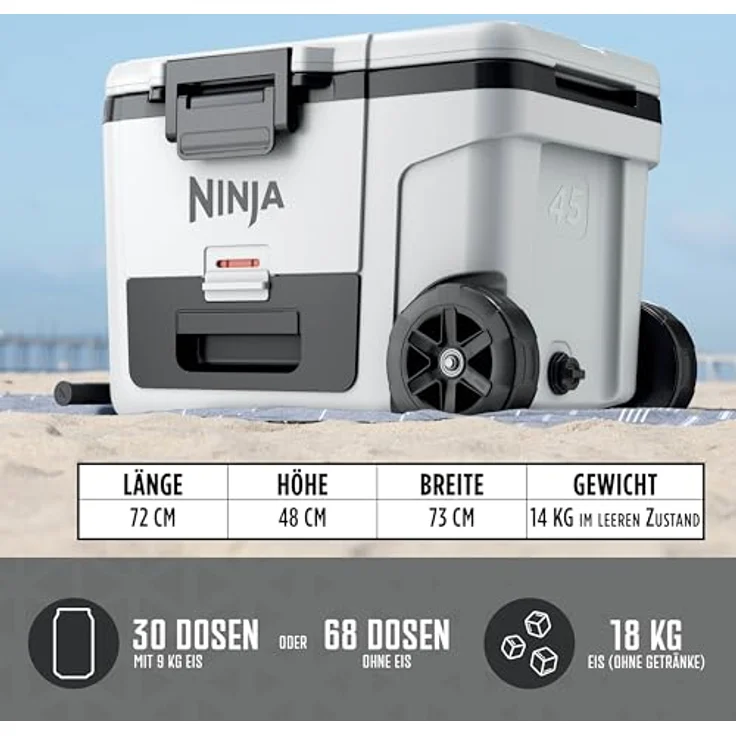 Ninja FrostVault 42L Kühlbox mit Rädern und Trockenzone wolkenweiß FB245EUWH – Bild 9