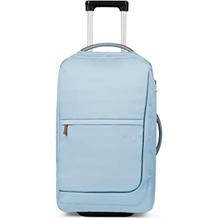 satch Flow M Trolley Koffer Handgepäck 35 l 54x32x23 cm oder Koffer groß 55 l 65x37x29 cm, inkl. Wäschebeutel, Reisegepäck Pure Ice Blue - Hellblau