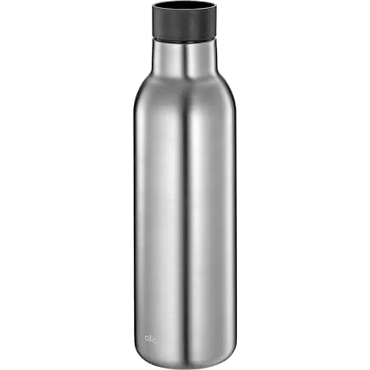 Cilio Isoliertrinkflasche DELUXE, Edelstahl Thermoflasche mit 360° Trinkverschluss, Doppelwandsystem, bruch- und auslaufsicher, 450 ml, 18 h heiß, 24 h kalt, Höhe 23 cm